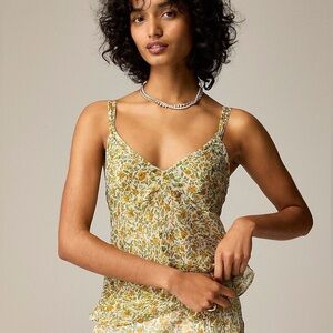 NWT J. Crew Crinkle Chiffon Camisole Top in Floral Vines